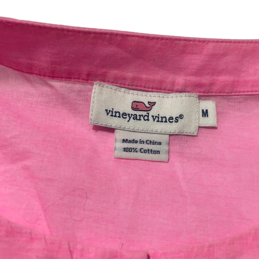 Vineyard Vines Medium Pink Semi Sheer Tunic 1/4 Button‎ Up Baby Doll Top - Picture 2 of 7